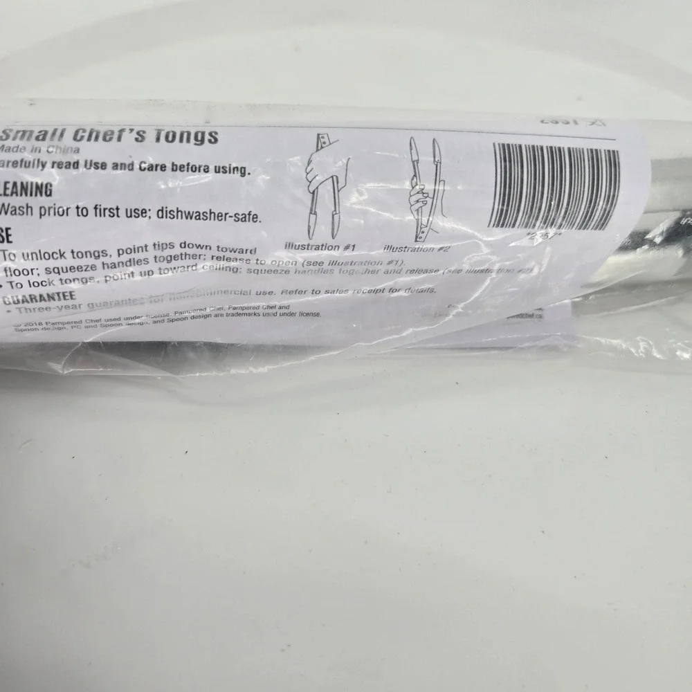 Pampered Chef Small Chef's Tongs 2957 Stainless Steel Silicone Tips New In Pack - Picture 5 of 6
